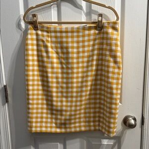 Tahari ASL Yellow Checkered Pencil Skirt